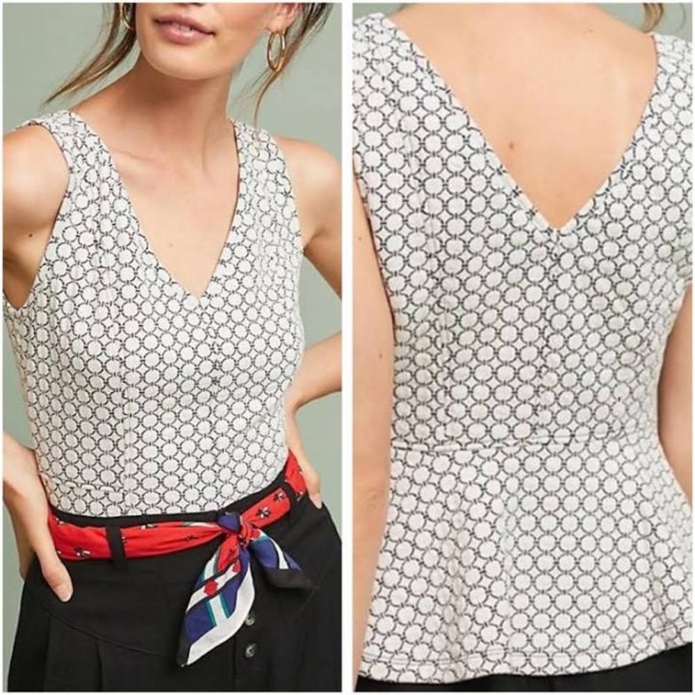 Maeve by Anthropologie Patterned Peplum Tank Top